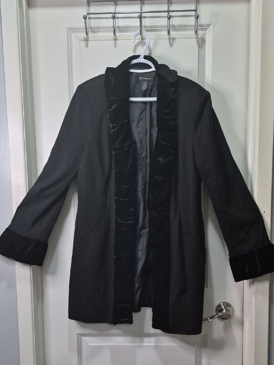 INC International Concepts Jackets & Blazers - INC International Concepts Black  Dress‎ Coat with Velvet Trim